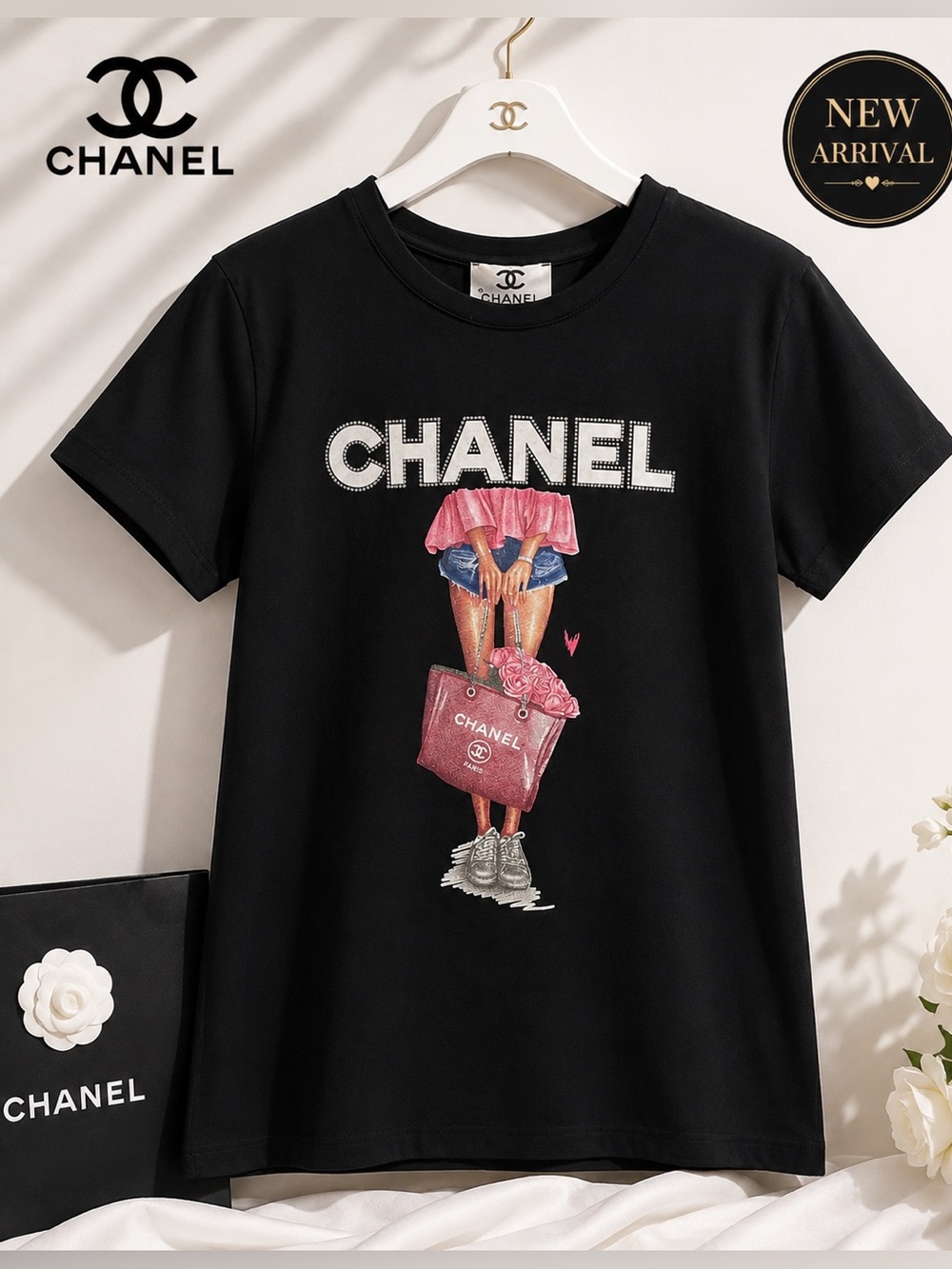 🖤 Women’s Graphic Rhinestone Logo T-Shirt🖤